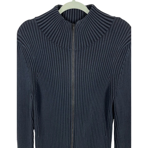 COS Blue Ribbed Stretch Full-Zip Jacket | Large - Picture 2 of 9